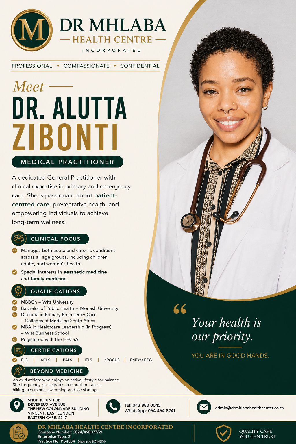 Dr Alutta Zibonti — Medical Doctor at Dr Mhlaba Health Centre
